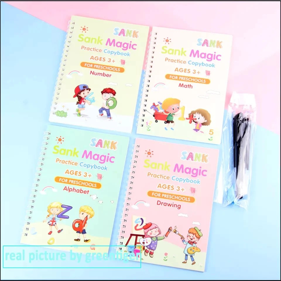 KIDS MAGIC PRACTICE BOOK (4 BOOKS+10 REFILLS+1 GRIPPER+1 PEN)