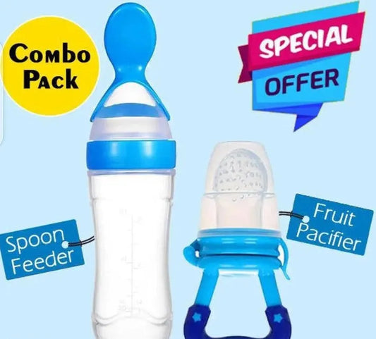 Pack of 2 | Baby Silicone Spoon Feeder + Fruit Pacifier